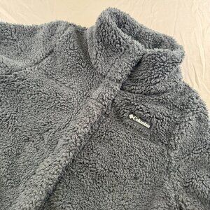 Columbia Women’s Fleece Snap Front Long Jacket Black Size Medium Winter Warm